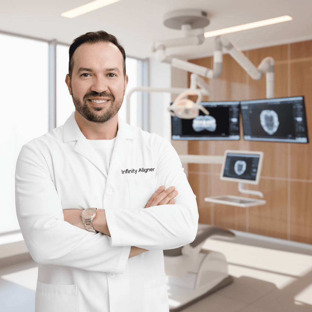 Certified Infinity Aligner practitioner in a modern clinic